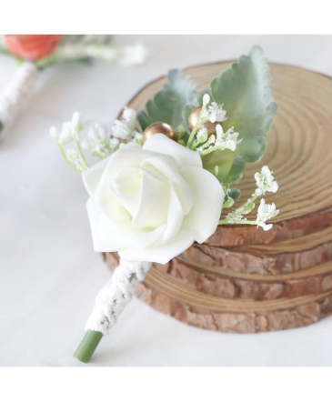 White Rose with Lace Stem     Boutonniere in Newmarket, ON | FLOWERS 'N THINGS FLOWER & GIFT SHOP