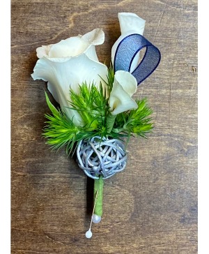 Sparkly White Rose Boutonniere