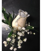 White rose with silver glitter PROM