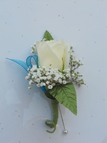 White Rose with Turquoise Ribbon  