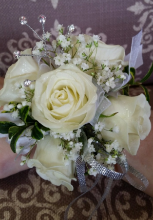 White rose wristlet Corsage