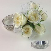 White Rose Wristlet with Glitter corsage