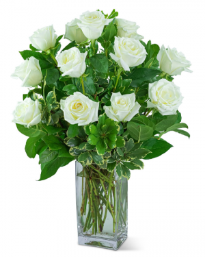 300 White Roses : Loose Wrap Bouquet