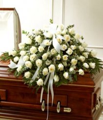 White Roses Casket Cover 