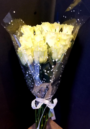White Roses Dozen Wrapped