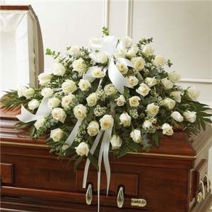 White Roses Half Casket Cover