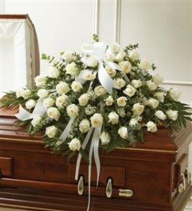 White Roses Half Casket Cover Funeral