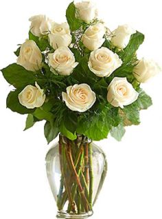 WHITE ROSES LONG STEM ARRANGEMENT
