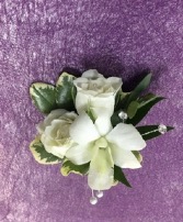 White roses & Orchid boutonnière  Boutonnière 