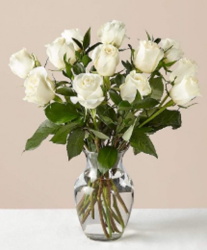 White Roses Vased Arrangement