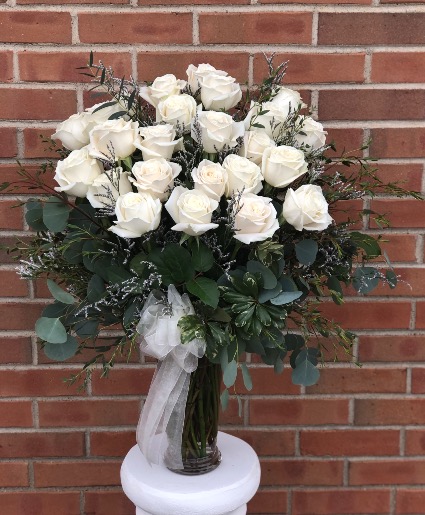 White Roses Vased Arrangement