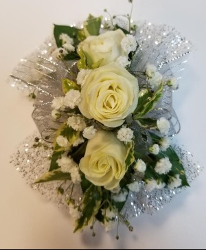 White Roses with Silver Accent 
