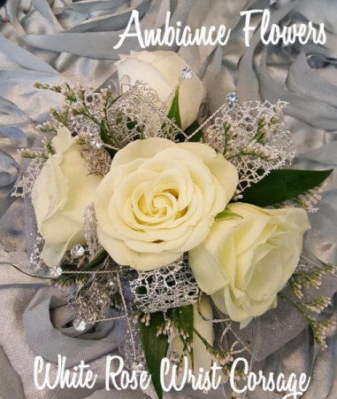 White Roses Wrist Corsage