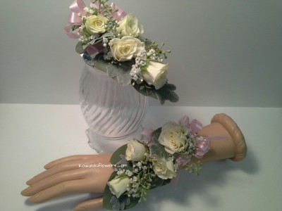 White Roses Wrist Corsages