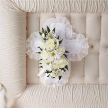 White Satin Cross Casket Pillow 