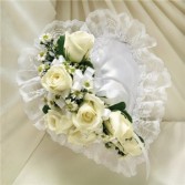 White Satin Heart Casket Pillow