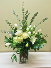White Satin Fresh Vase Arrangement
