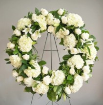 White Serenity Classic Wreath Standing Wreath