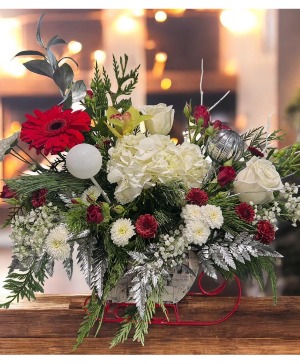 White Sleigh Vase arrangement 