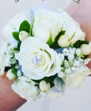 White Sparkle Wrist Corsage  