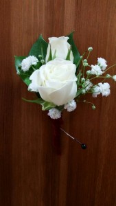 White Spray Rose Boutonniere