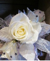 WHITE SPRAY ROSE Prom Corsage