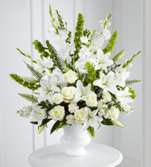 White Spray Urn Funeral