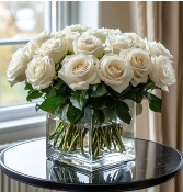 White Squared Roses 
