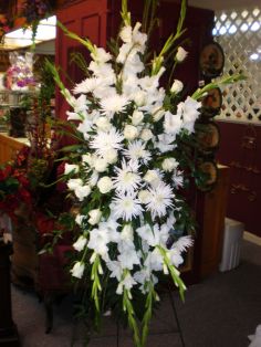 WHITE STANDING EASEL FUNERAL FLOWERS