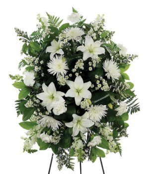 White Standing Spray Sympathy Arrangement