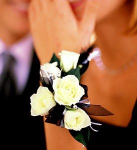 White sweetheart rose wrist corsage Wrist corsage 