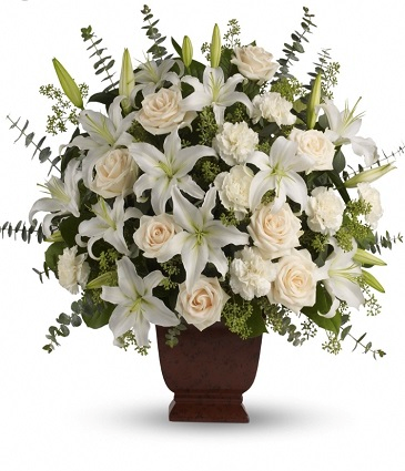 White Sympathy Floral Design Vase Arrangement