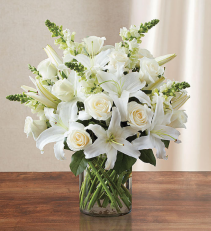 White Sympathy Floral Vase Fresh Flower Arrangement