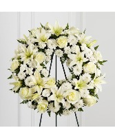 White Sympathy Wreath Funeral Arrangement