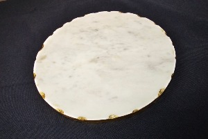 White Trivet with Gold Trim 