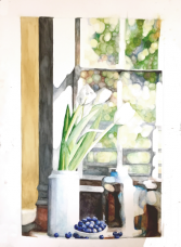 White Tulips Watercolor on Strathmore 22" x 30"