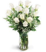 White twelve roses - 964 Vase arrangement 