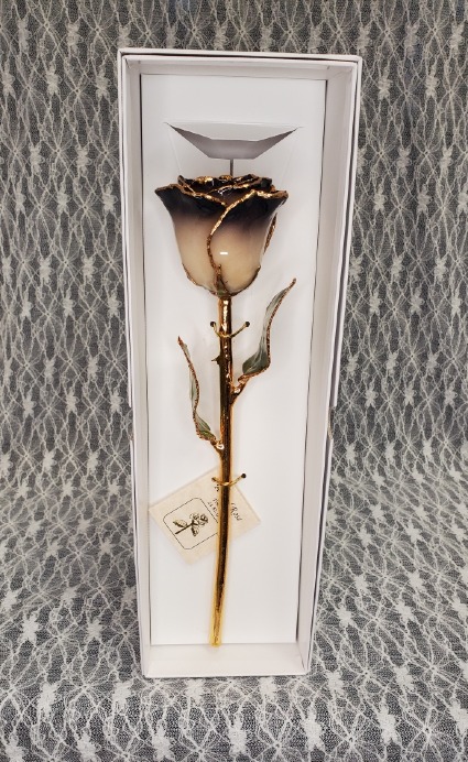 White & Twilight Pearl Gold Dipped Rose 