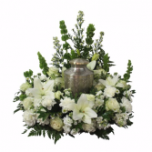 White Urn Wreath Cremation FLowers