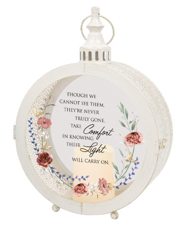 White Vintage Lantern Comfort and Light in Plum, PA | FOREVER GREENE FLOWERS INC.