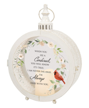 White Vintage Lantern When you see a Cardinal