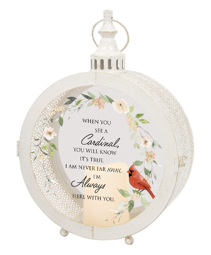 White Vintage Lantern When you see a Cardinal