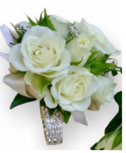 WHITE WHISPER WRISTLET CORSAGE  Prom