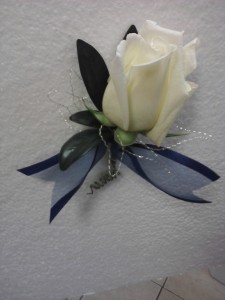 White with Ribbon boutoniere