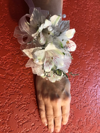 White Wrist Corsage Alstroemeria Lilies