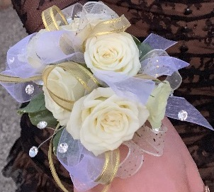 white rose wrist corsage prom