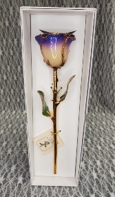 White/Blue Opal Gold Dipped Rose 