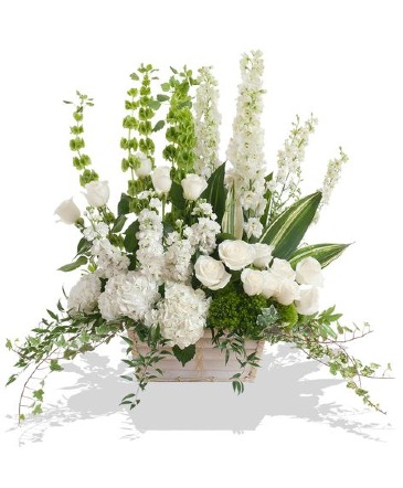 Whitewash Sympathy Arrangement Whitewash Wooden Box in Weymouth, MA | Weymouth Flower Shop