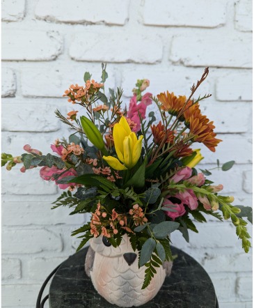 Whoo's Ready For Fall Vase Arrangement in Coralville, IA | Every Bloomin' Thing