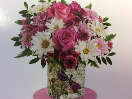 Wild flower in flight bouquet Square vase arrangement
